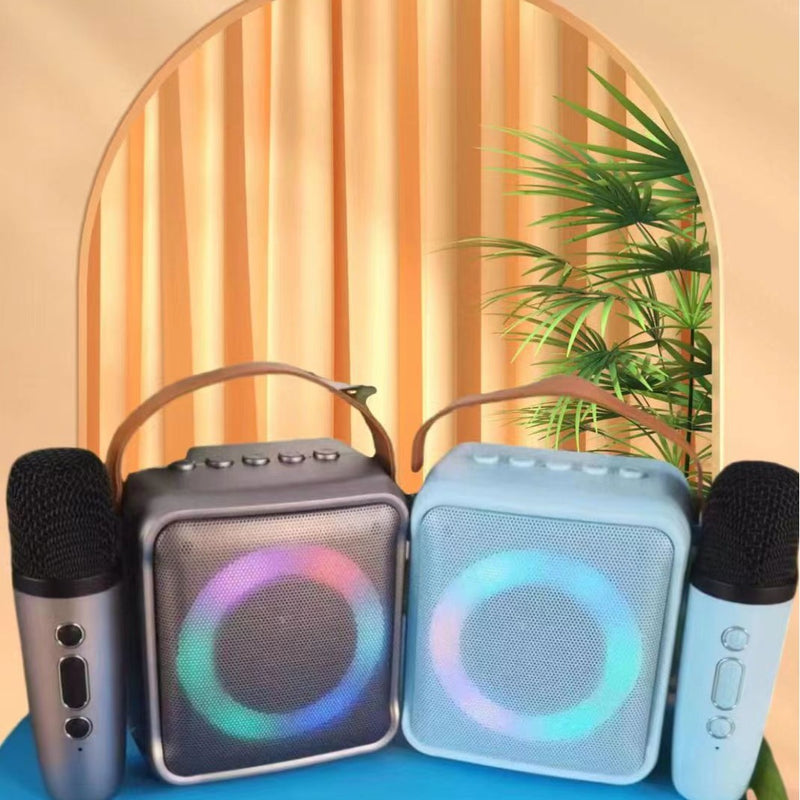 Alto-falante bluetooth com microfone sem fio para karaokê