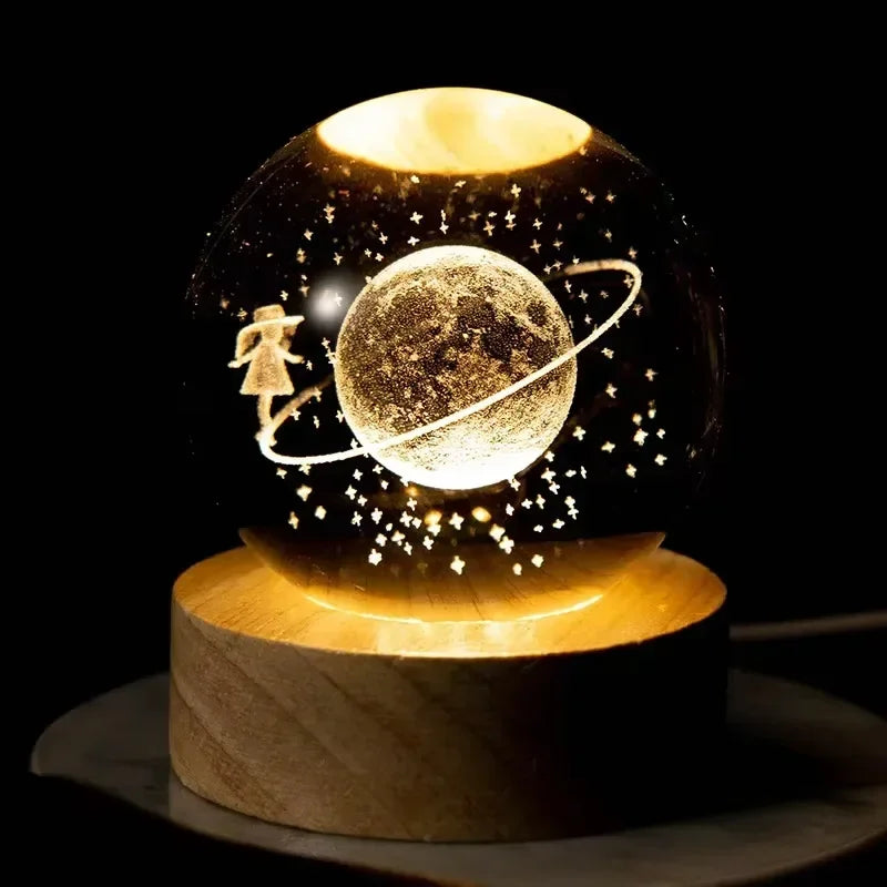 Lâmpada brilhante de cristal planetária galáxia