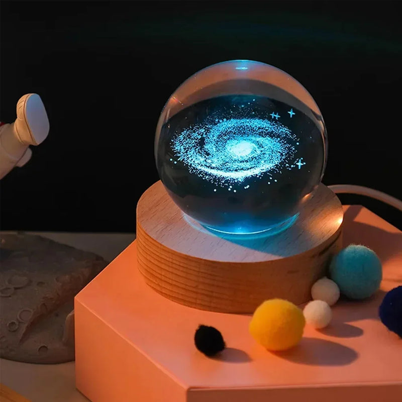 Lâmpada brilhante de cristal planetária galáxia