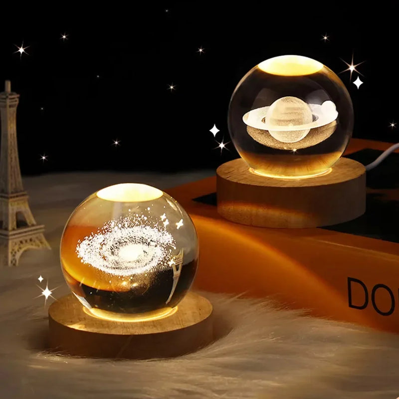 Lâmpada brilhante de cristal planetária galáxia