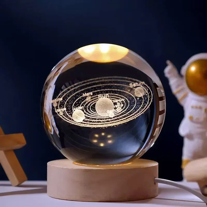 Lâmpada brilhante de cristal planetária galáxia