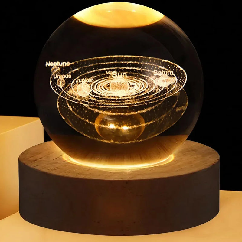 Lâmpada brilhante de cristal planetária galáxia